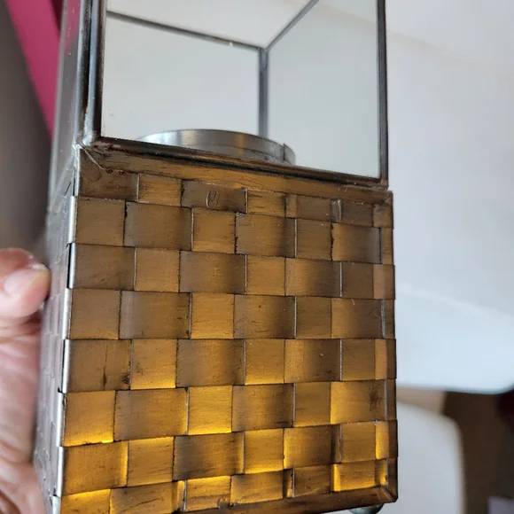 2 NIB Iron & Glass Basket Weave Candle Holders ~ Made in Mexico ~ Pretty! - Picture 13 of 16